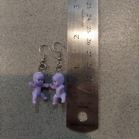 Purple Plastic Baby Earrings - Picture 2 of 3